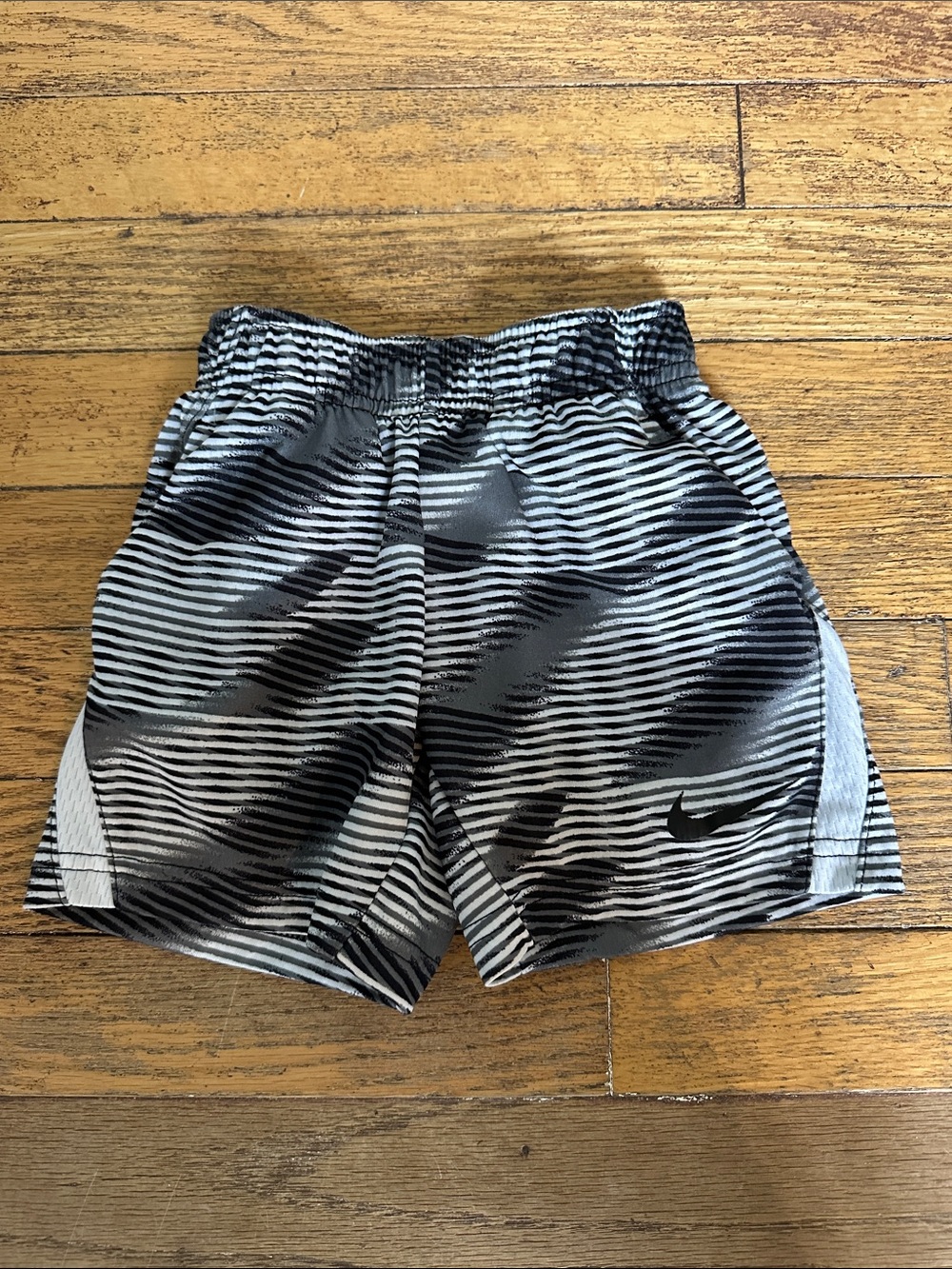 Nike Kids Black & Gray Striped Athletic Shorts